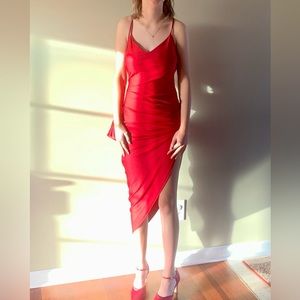 Red semi-formal dress